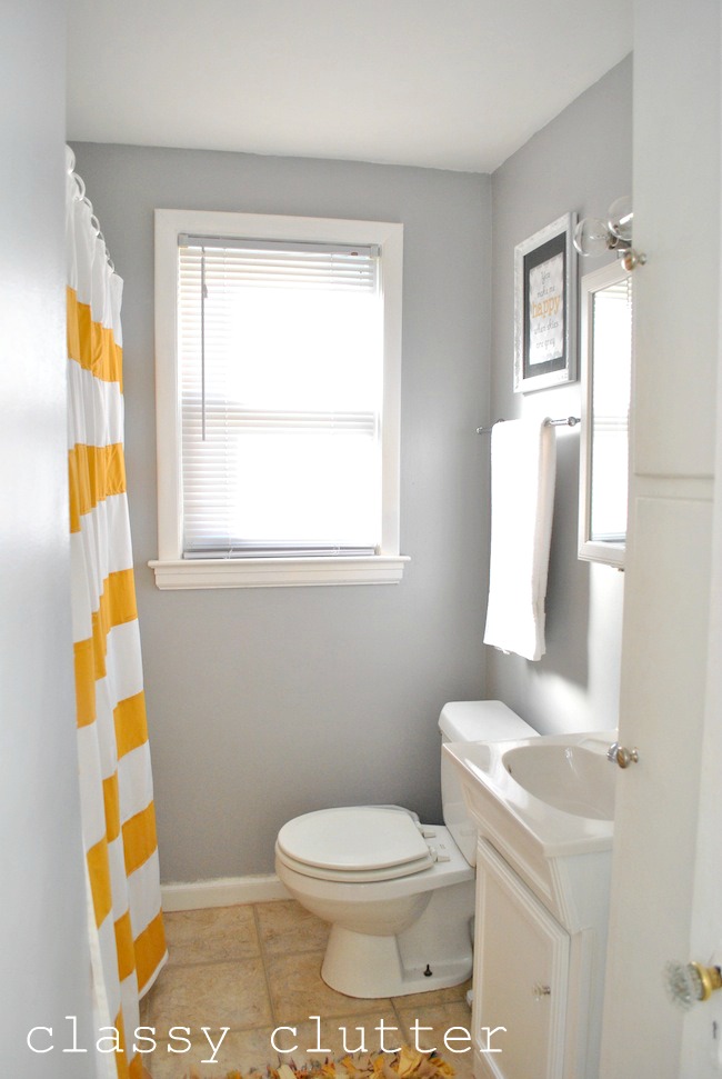 Clean and Simple Yellow Bathroom Redo - Classy Clutter
