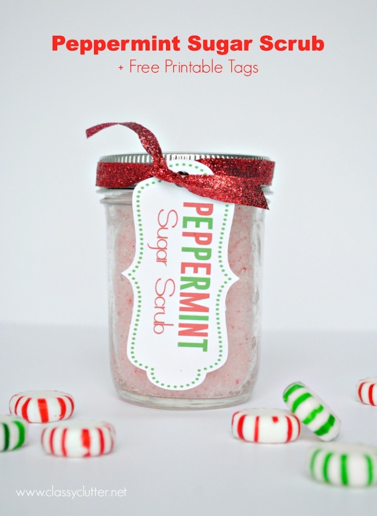 DIY Peppermint Sugar Scrub Recipe + Free printable tags